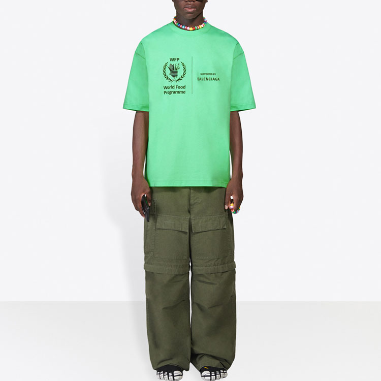 Sizing 巴黎世家 x 世界粮食计划署标志霓虹绿色圆领T恤 612966THV844162