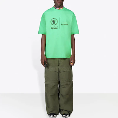 巴黎世家 x 世界粮食计划署标志霓虹绿色圆领T恤 612966THV844162 Sizing 巴黎世家 x 世界粮食计划署标志霓虹绿色圆领T恤 612966THV844162