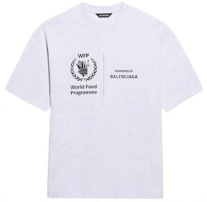 발렌시아가 x WFP 로고 프린트 그레이 크루넥 반팔 티셔츠 남성용. 612966THV841167 Buy 발렌시아가 x WFP 로고 프린트 그레이 크루넥 반팔 티셔츠 남성용. 612966THV841167