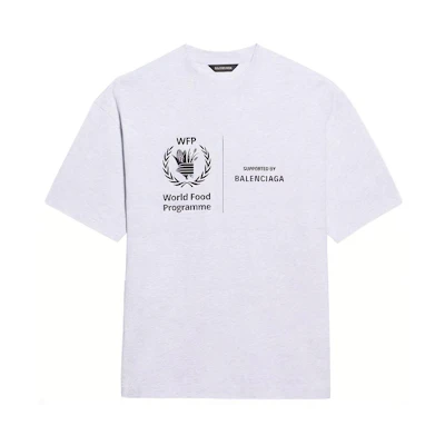 Balenciaga WFP Logo Print Grey Crewneck Short Sleeve T-Shirt Men’s. 612966THV841167