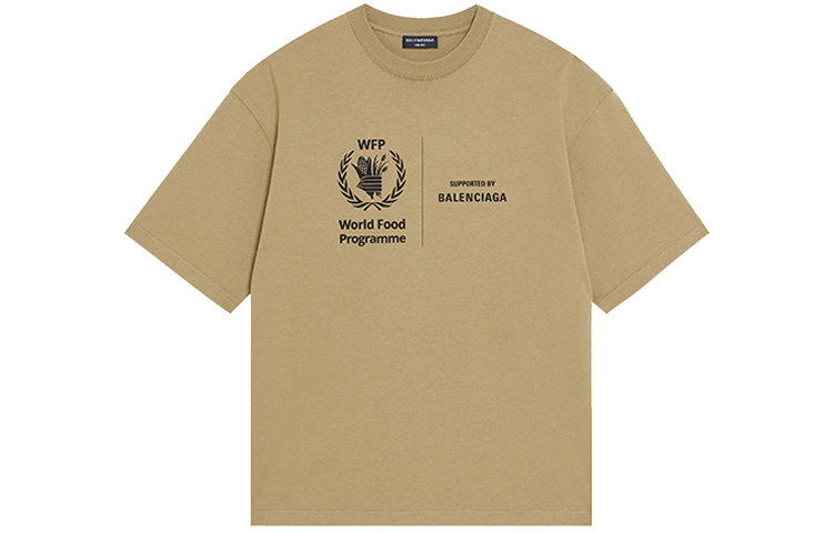 Order 발렌시아가 x WFP 로고 프린트 카키 크루넥 티셔츠 콜라보. 612966THV849605