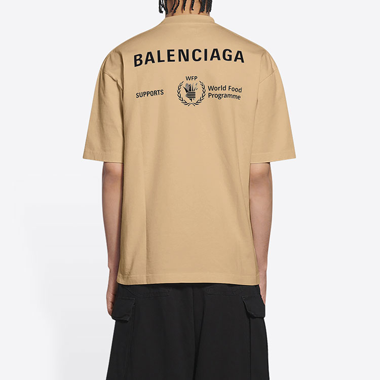 Details for 발렌시아가 x WFP 로고 프린트 카키 크루넥 티셔츠 콜라보. 612966THV849605