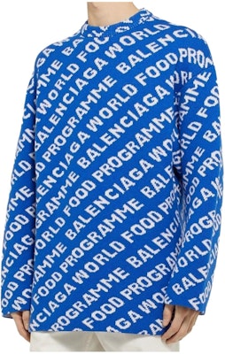 巴黎世家x世界粮食计划署蓝色宽松版印花男士毛衣. 612957T15654640 Order 巴黎世家x世界粮食计划署蓝色宽松版印花男士毛衣. 612957T15654640