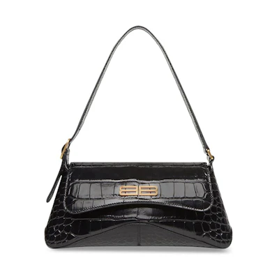 Balenciaga XX Crocodile Embossed Flap Bag Small Black