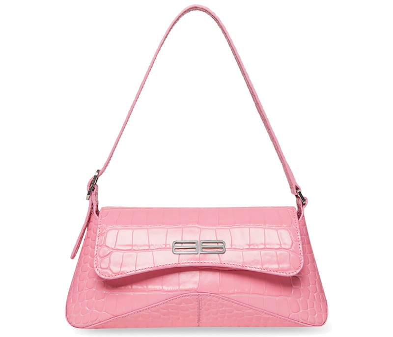 Balenciaga XX Crocodile Embossed Flap Bag Small Pink