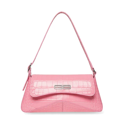 Balenciaga XX Crocodile Embossed Flap Bag Small Pink