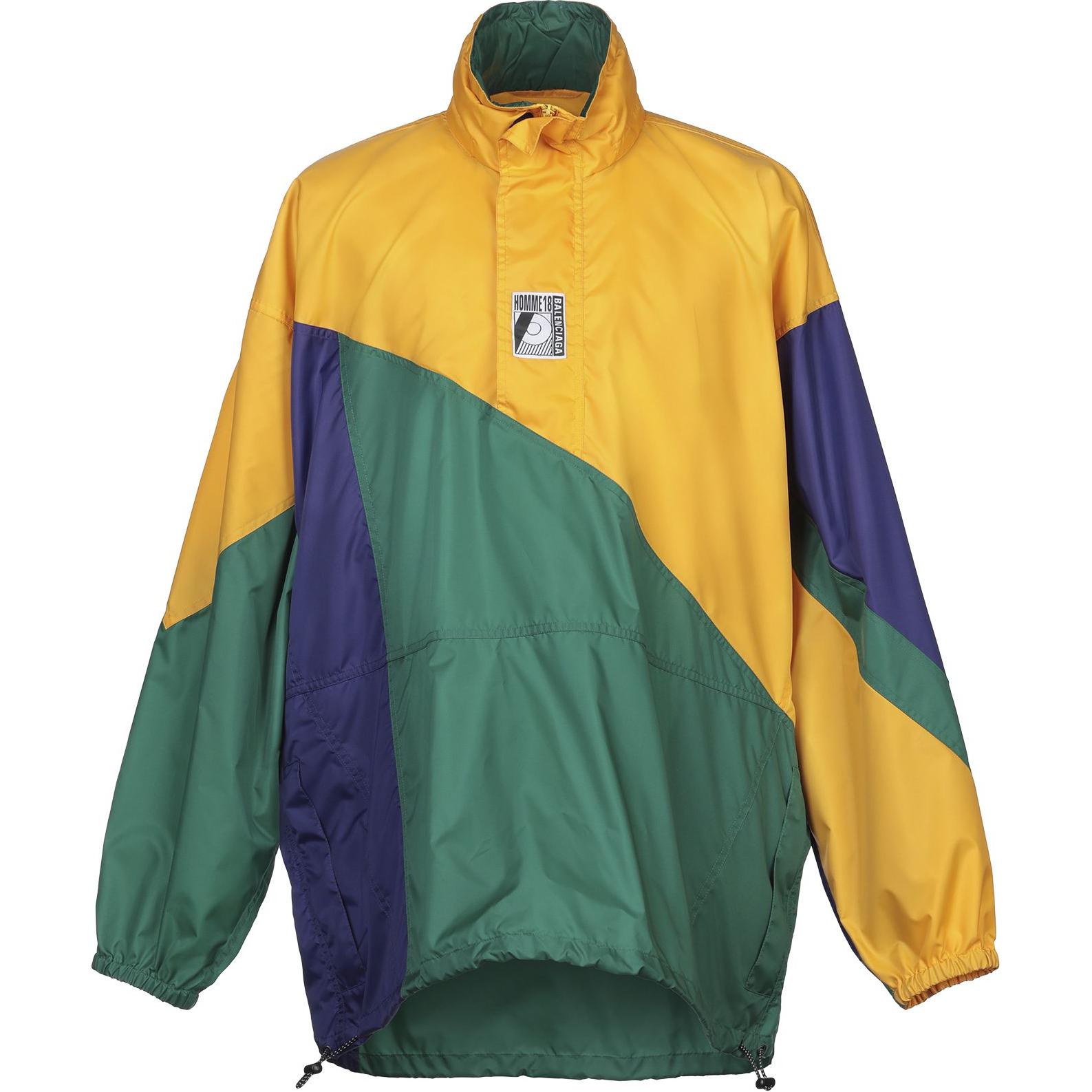 Balenciaga Yellow Colorblock High-Neck Pullover Jacket Loose Fit 533916TWD197775