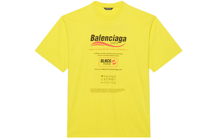 Order Camiseta Balenciaga Amarilla Oversize con Estampado de Logo. 651795TKVF87175