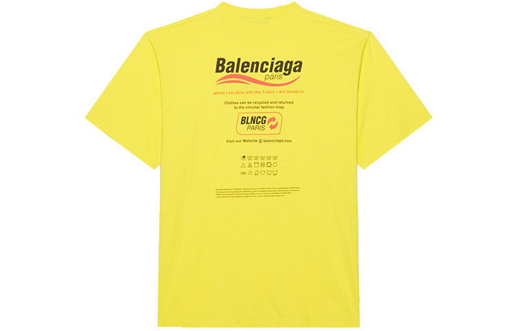 Lookbook Camiseta Balenciaga Amarilla Oversize con Estampado de Logo. 651795TKVF87175