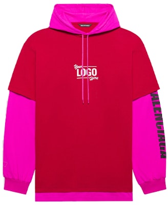 Balenciaga Your Logo Here Hooded T-Shirt 'Raspberry/White' Buy Balenciaga Your Logo Here Hooded T-Shirt 'Raspberry/White'