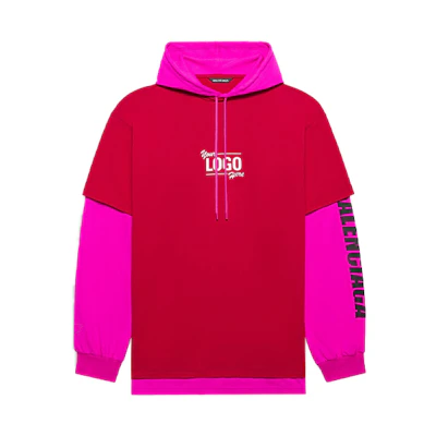 Balenciaga Your Logo Here Hooded T-Shirt 'Raspberry/White'