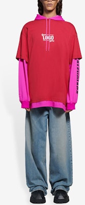 Balenciaga Your Logo Here Hooded T-Shirt 'Raspberry/White' Lookbook Balenciaga Your Logo Here Hooded T-Shirt 'Raspberry/White'