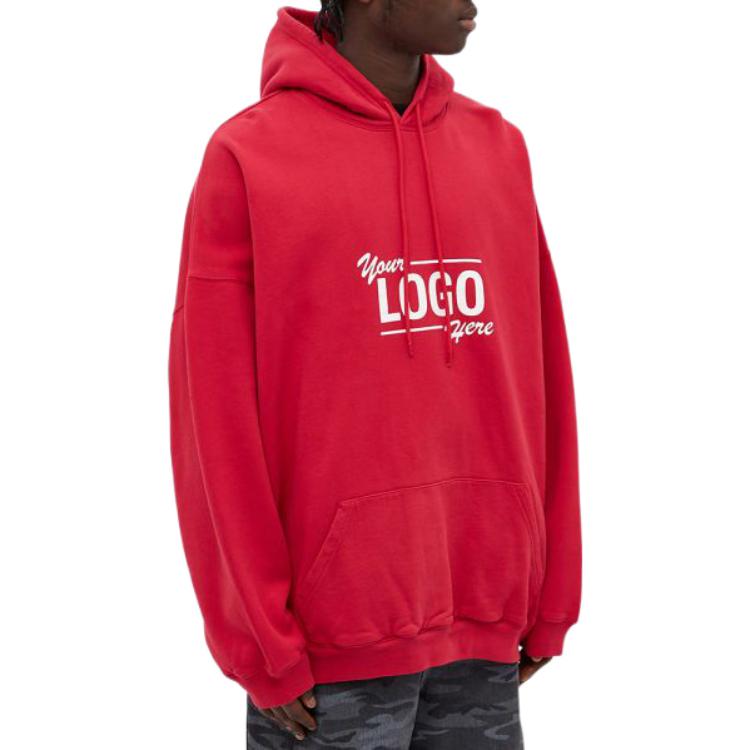 Balenciaga Your Logo Here Red Popover Hoodie  Letter Print Sweatshirt. 651799-TKV83-6295 圖 5
