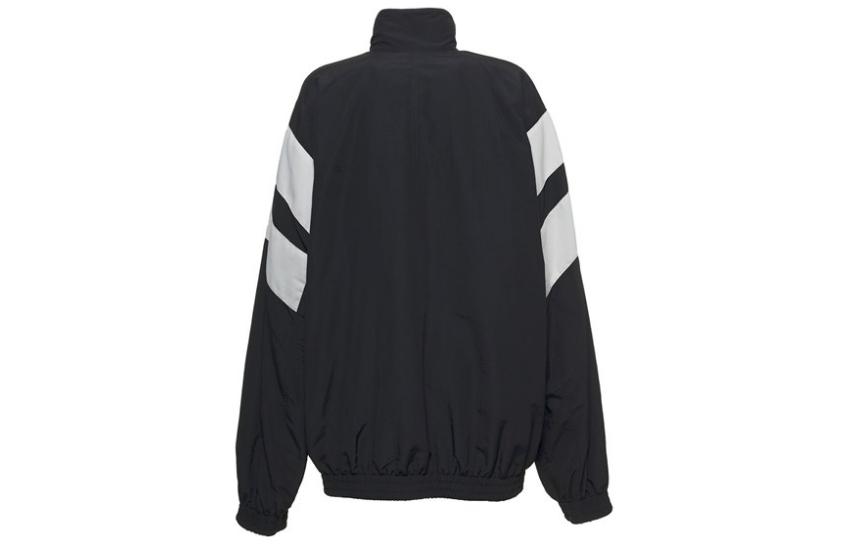 Lookbook 巴黎世家拉链条纹拼色夹克 男女同款 黑色. 681445TKO481000