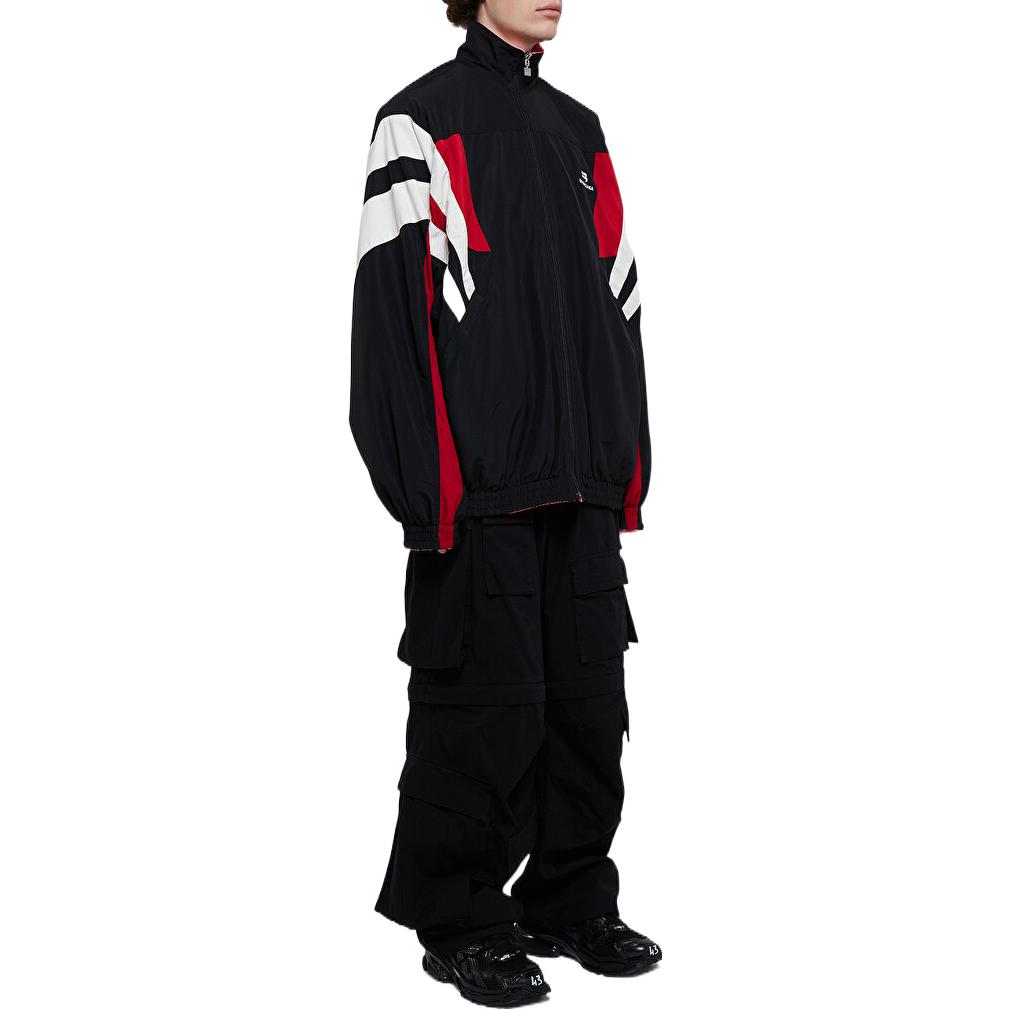 Sizing 巴黎世家拉链条纹拼色夹克 男女同款 黑色. 681445TKO481000