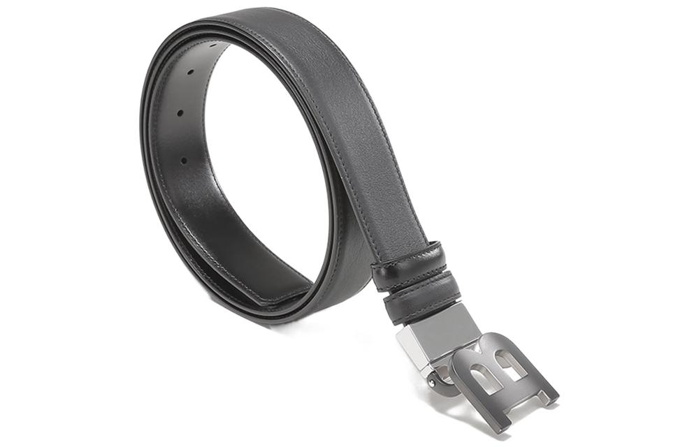 BALLY  Black Adjustable Leather Reversible Belt with B Buckle - 3.5cm Width 6301760 圖 3