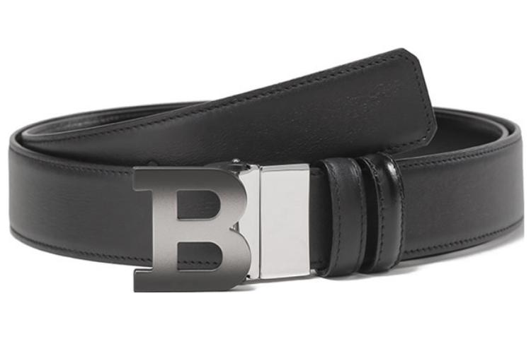 BALLY  Black Adjustable Leather Reversible Belt with B Buckle - 3.5cm Width 6301760 圖 5