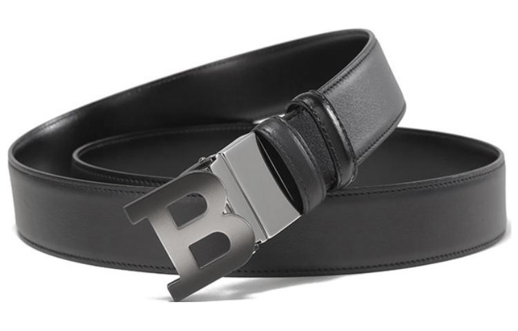 BALLY  Black Adjustable Leather Reversible Belt with B Buckle - 3.5cm Width 6301760 圖 6