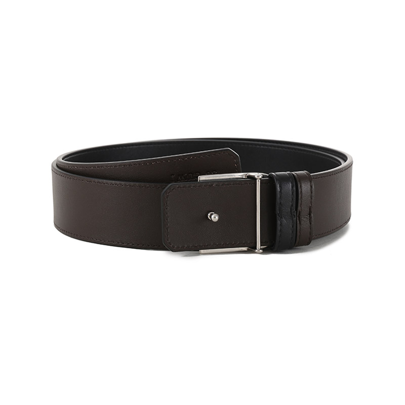 Lookbook BALLY 黑/棕色雙面皮帶，B字扣，寬3.5公分。 6307305