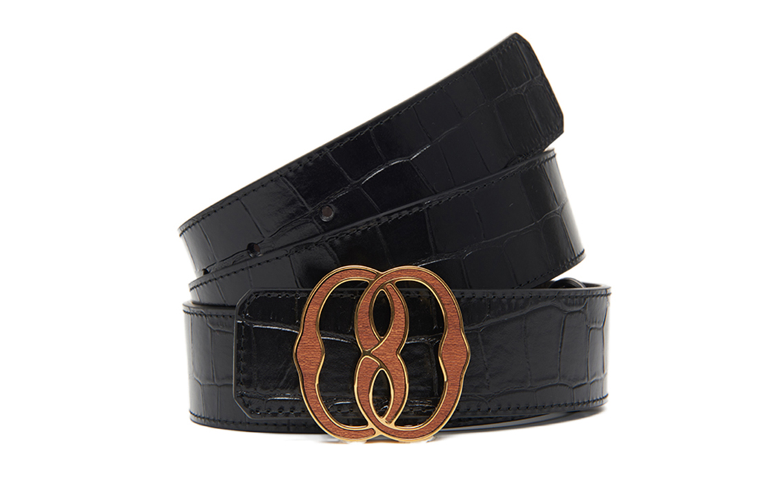 BALLY  Black Calfskin Leather Belt with Cutout Design, 3.5CM Width. 6305121