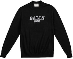 BALLY Black Crew Neck Sweater with Letter Print Casual Design 6302515 BALLY Black Crew Neck Sweater with Letter Print Casual Design 6302515