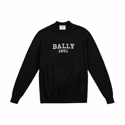 BALLY Black Crew Neck Sweater with Letter Print Casual Design 6302515