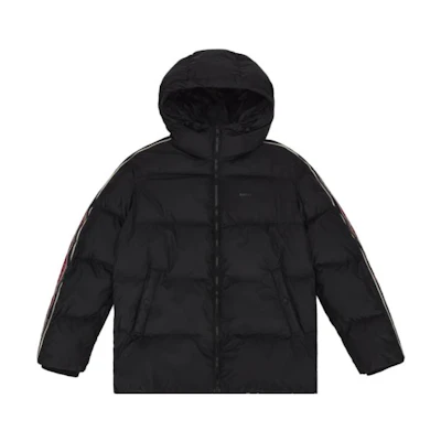 BALLY Black Hoodie Jacket with Logo Stripe Trim and Zipper Front. 6302513
