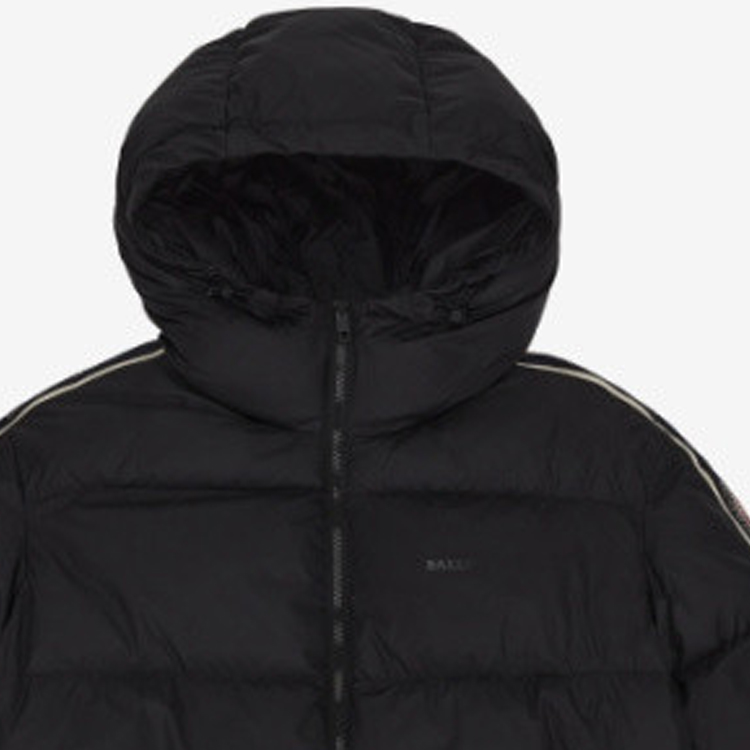 Details for 발리 로고 스트라이프 트림 지퍼 프론트 블랙 후드 재킷. 6302513