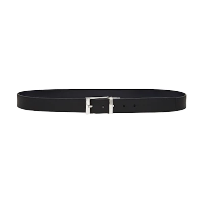 BALLY Black Leather Belt, Stylish & Minimalist with Pin Buckle, 3.5cm Wide 6225410
