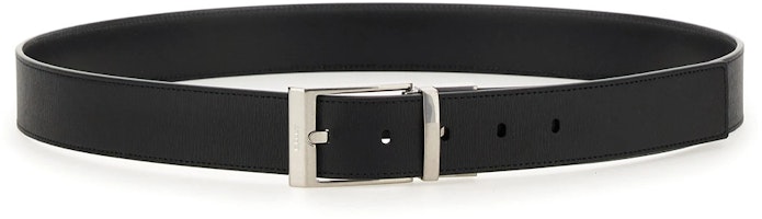 BALLY Black Leather Belt with Engraved Logo and Pin Buckle. MBB02LVT399U901PBLACK BALLY Black Leather Belt with Engraved Logo and Pin Buckle. MBB02LVT399U901PBLACK