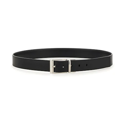 BALLY Black Leather Belt with Engraved Logo and Pin Buckle. MBB02LVT399U901PBLACK