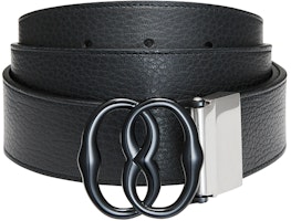BALLY Black Leather Belt with Logo Smooth Buckle, 3.3cm Width. 6307023 BALLY Black Leather Belt with Logo Smooth Buckle, 3.3cm Width. 6307023
