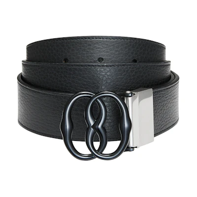 BALLY Black Leather Belt with Logo Smooth Buckle, 3.3cm Width. 6307023