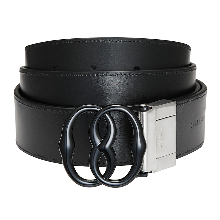 Lookbook BALLY  Black Leather Belt with Logo Smooth Buckle, 3.3cm Width. 6307023