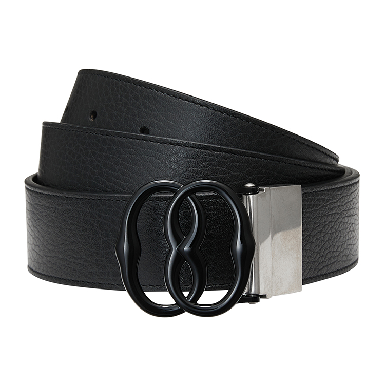 Shop BALLY  Black Leather Belt with Logo Smooth Buckle, 3.3cm Width. 6307023