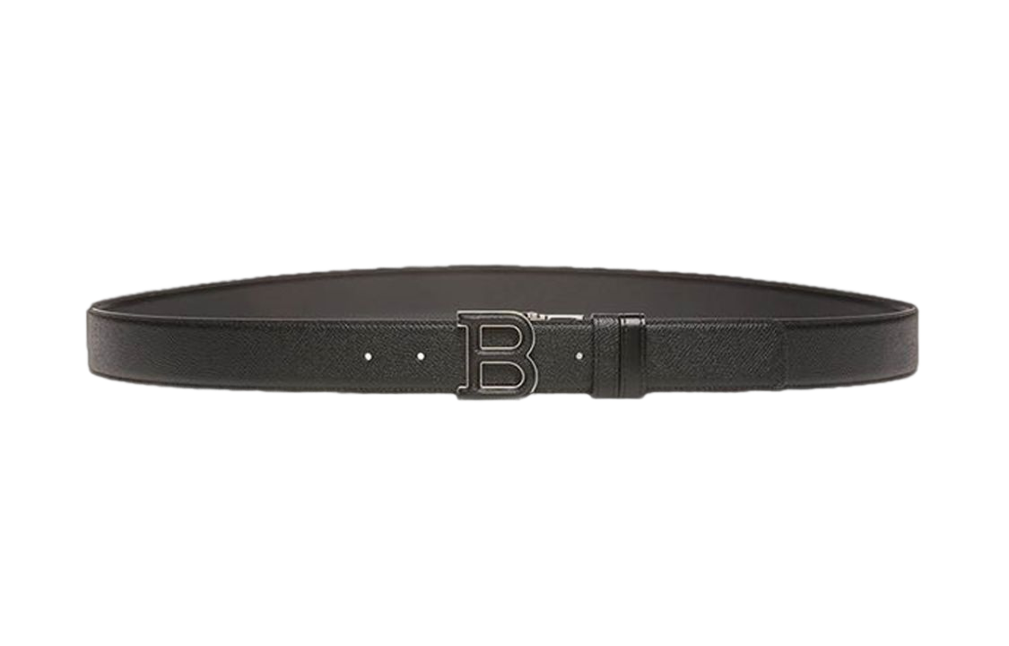 BALLY  Black Leather Belt with Reversible Smooth Buckle 6301455