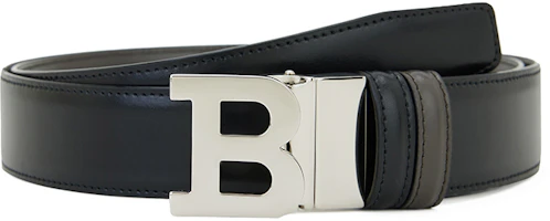 BALLY Black Leather Fashion Belt with Trendy Buckle BBUCKLE35M 9D6 BALLY Black Leather Fashion Belt with Trendy Buckle BBUCKLE35M 9D6