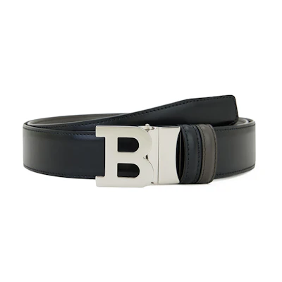 BALLY Black Leather Fashion Belt with Trendy Buckle BBUCKLE35M 9D6
