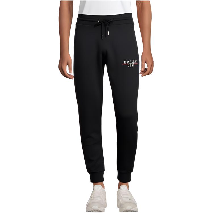 Lookbook 발리 블랙 레터 프린트 드로스트링 조거 팬츠. M4OU201