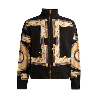 BALLY Black Patterned Print Stand Collar Jacket MJE04DCO255