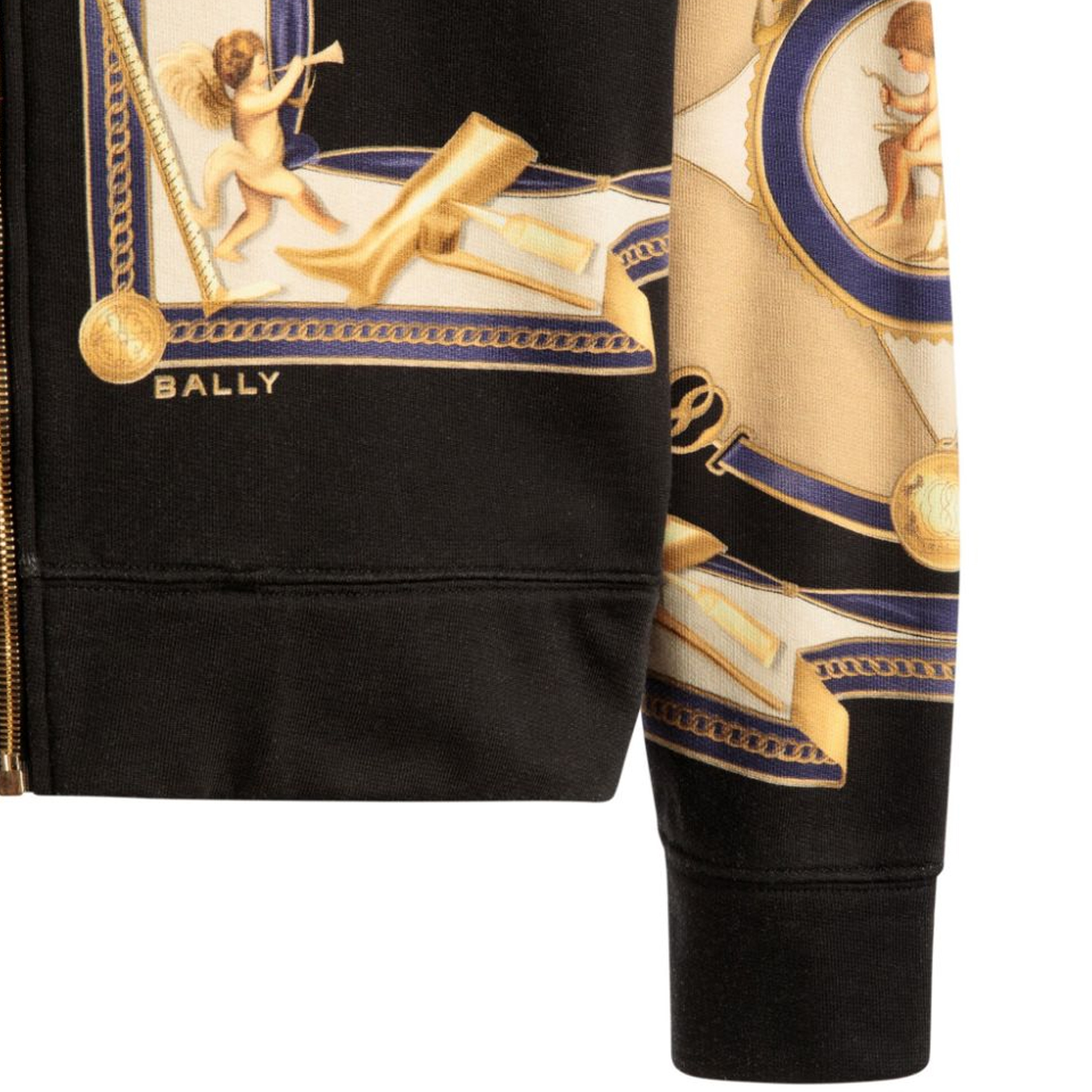 Shop 발리 블랙 패턴 프린트 스탠드 칼라 재킷 MJE04DCO255