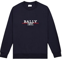 BALLY Blue Crewneck Sweatshirt with Letter Print - Relaxed Fit. 6238529 BALLY Blue Crewneck Sweatshirt with Letter Print - Relaxed Fit. 6238529