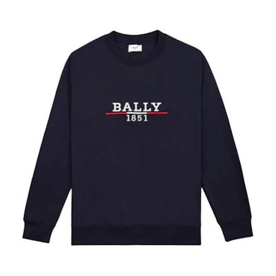 BALLY Blue Crewneck Sweatshirt with Letter Print - Relaxed Fit. 6238529