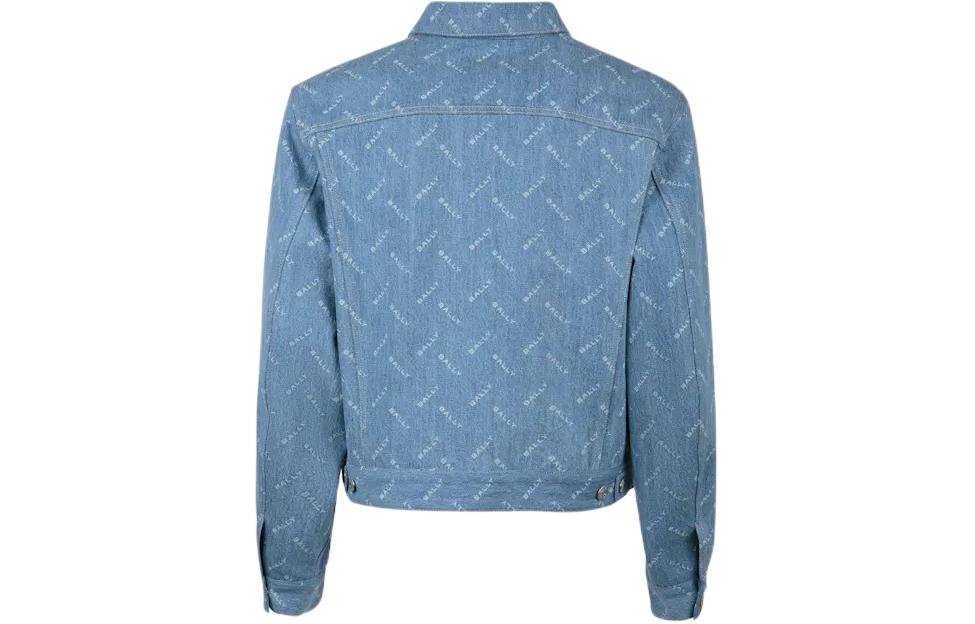 Lookbook 발리 블루 데님 재킷 로고 프린트와 버튼다운 칼라. 6306731