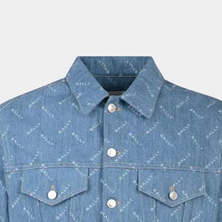 Cheap 발리 블루 데님 재킷 로고 프린트와 버튼다운 칼라. 6306731
