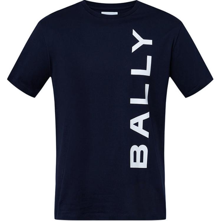 BALLY  Blue Logo Print Crewneck Short Sleeve T-Shirt 6306481