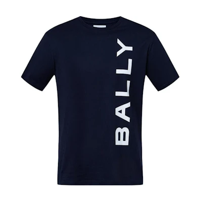 BALLY Blue Logo Print Crewneck Short Sleeve T-Shirt 6306481