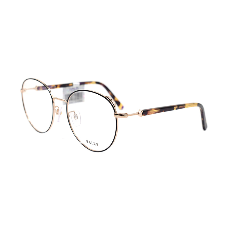 Order BALLY BY5046-H Kacamata Bingkai Bulat Hitam Emas - Seri Avant-Garde BY5046-H 005