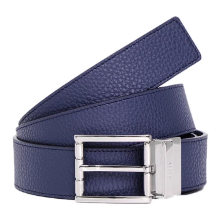 BALLY  Dark Blue Leather Belt with Letter Print and Pin Buckle 3.5CM Wide. 6308115 圖 2