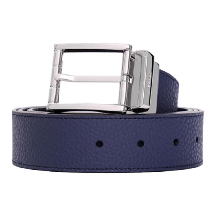 BALLY  Dark Blue Leather Belt with Letter Print and Pin Buckle 3.5CM Wide. 6308115 圖 3